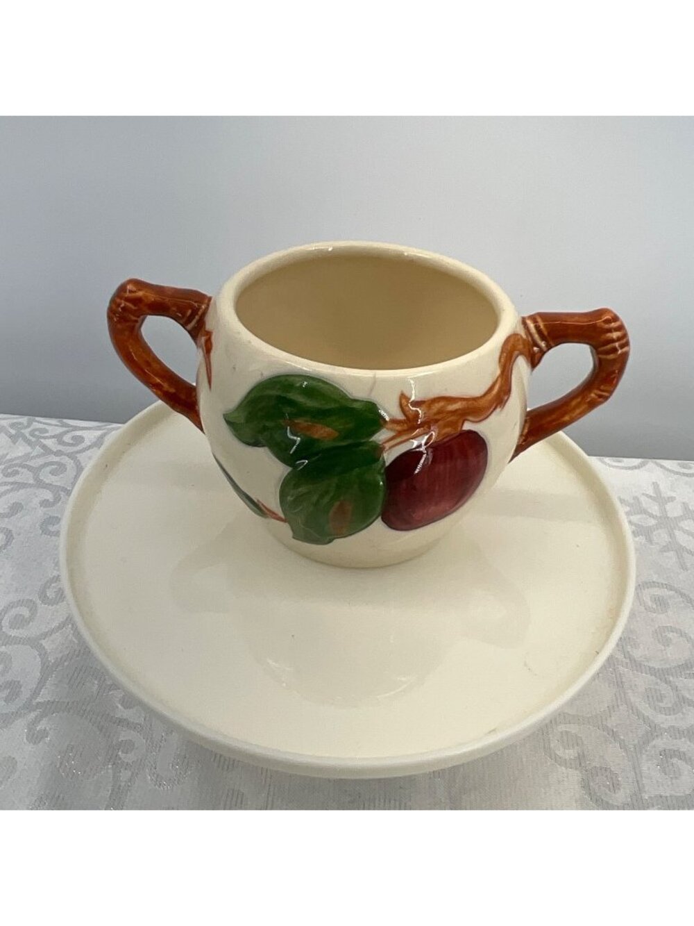 Franciscan Apple Pattern Handled‎ Sugar Bowl No Lid